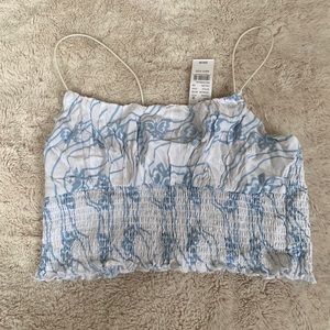 Blue and White Floral Print Tank top